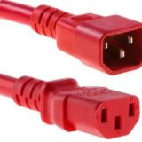 IEC 60320 C14 to C13, Red, 3meter.
